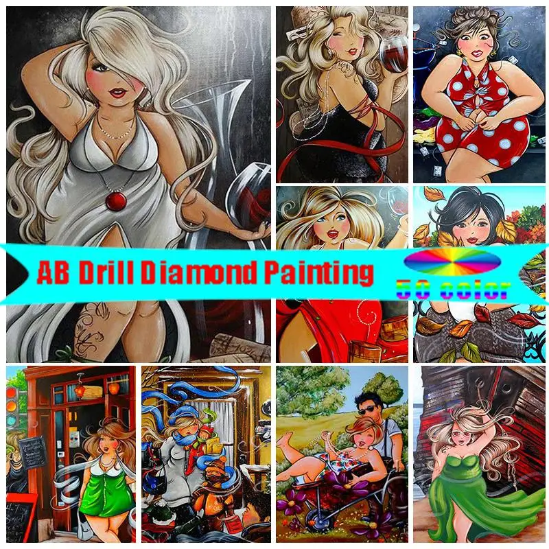

Алмазная живопись AB, сексуальная полная женщина, Алмазная мозаика, наборы для рисования, полная квадратная/круглая картина, полная женщина, бриллиантовая вышивка, DIY подарок