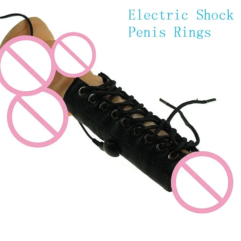 Электрический шок кольца для пениса БДСМ электростук массаж головки стимуляция