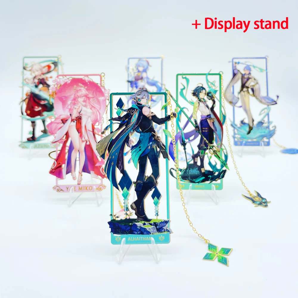 

Anime Game Genshin Impact Hollowed Out Metal Bookmark Nahida Sangonomiya Kokomi Wanderer Zhongli Xiao Fans Gift Key Chain