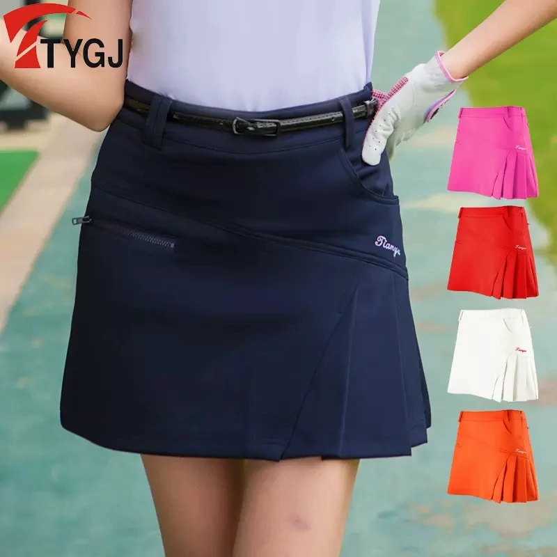 Wear Clothing High Waist Pleated Anti-glare Tennis Sport Show Leg Length Slim A Line  Skirt