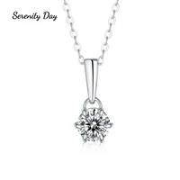 serenity day s925 real gra moissanite 1ct vvs1 lab grown diamond pendant necklaces for women wedding jewelry valentines gifts