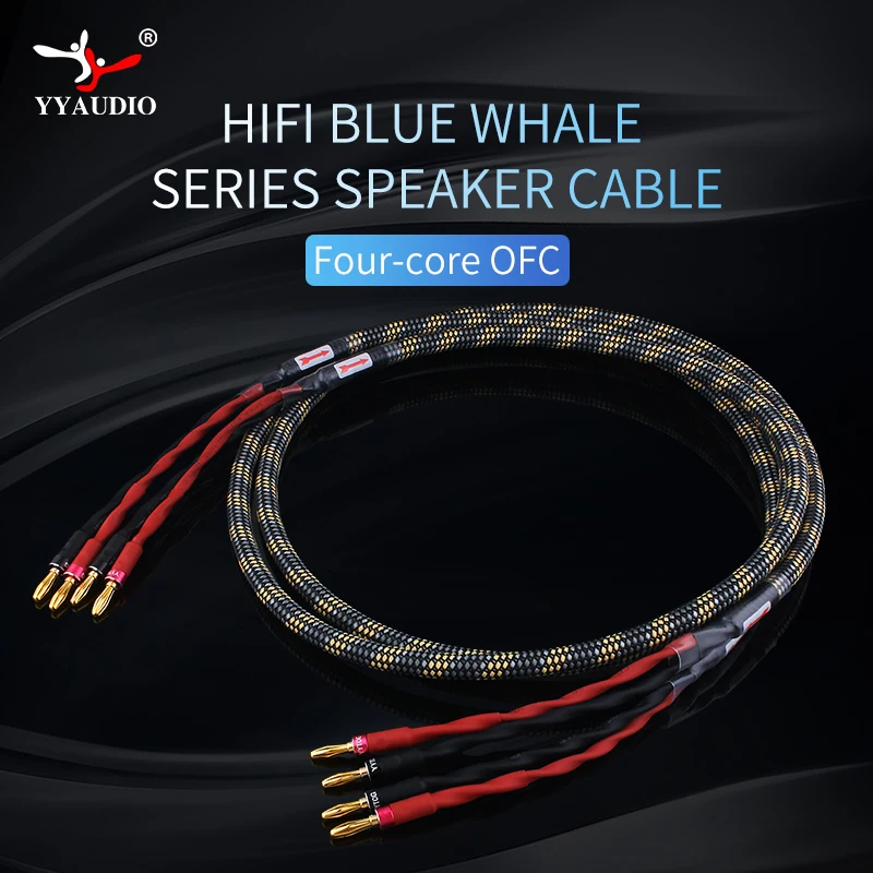 HIFI Audio Speaker Cable Banana Plug Horn Wire 1 Piece Or 1 Pair High-end Amplifier Four-core Oxygen-free Copper Speaker Cable