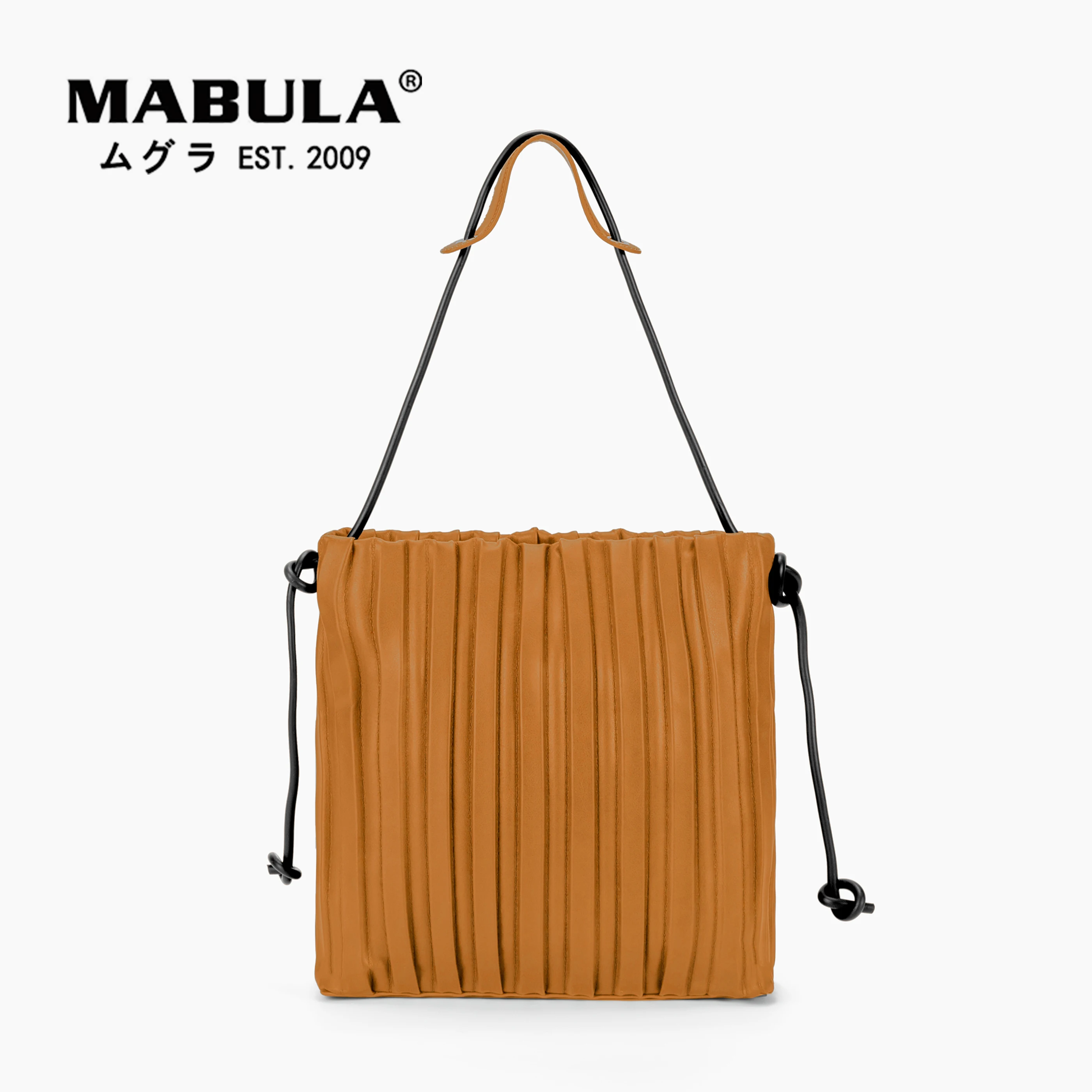 

MABULA Big Pleated Leather Tote Shopper Handbag Casual Stylish Women Shoulder Bag Solid Color Female Capacity Work Purse