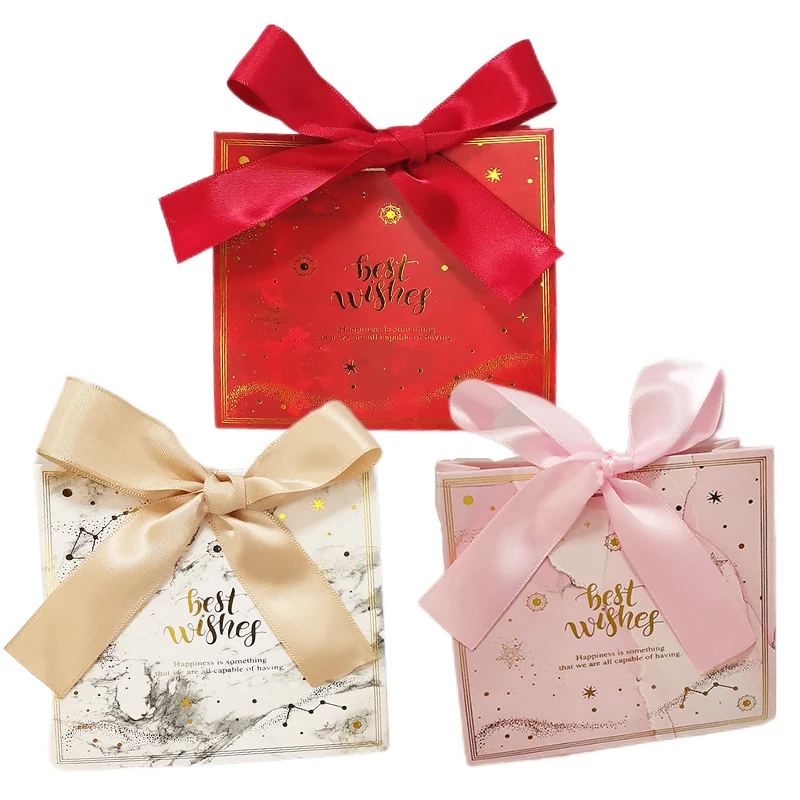 

25/50PCS Wedding Paper Gift Bags Cookie Chocolate Candy Box Party Wedding Favors for Guests Baby Shower Baptism Packaging Decor