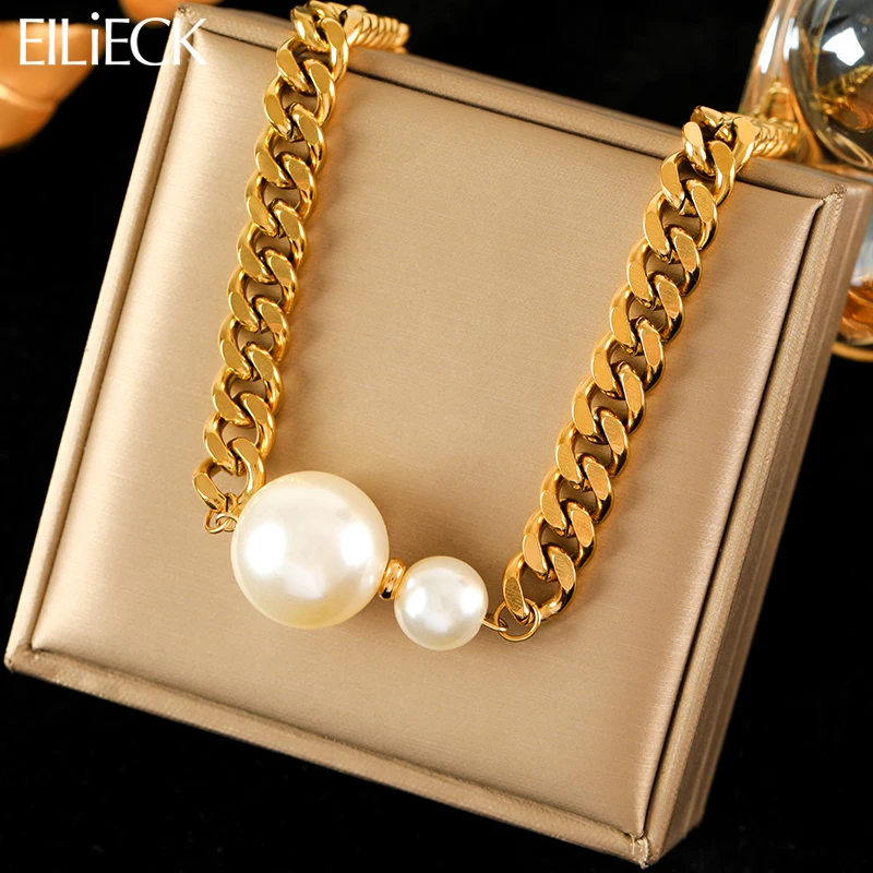 Ожерелье EILIECK из нержавеющей стали 316L с крупными жемчужинами