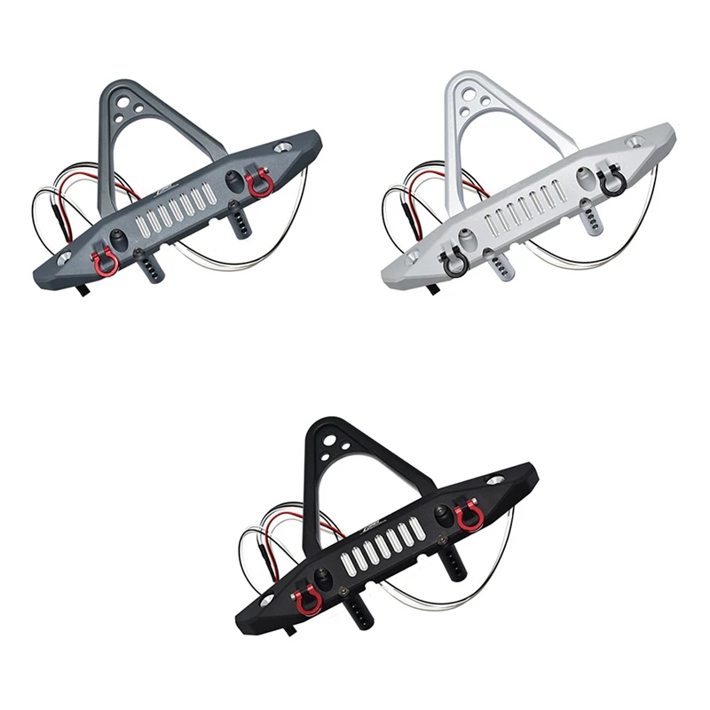 

Metal Front Bumper with Tow Hook LED Lights for Axial SCX6 AXI05000 JEEP JLU 1/6 RC Crawler Car Upgrades Parts