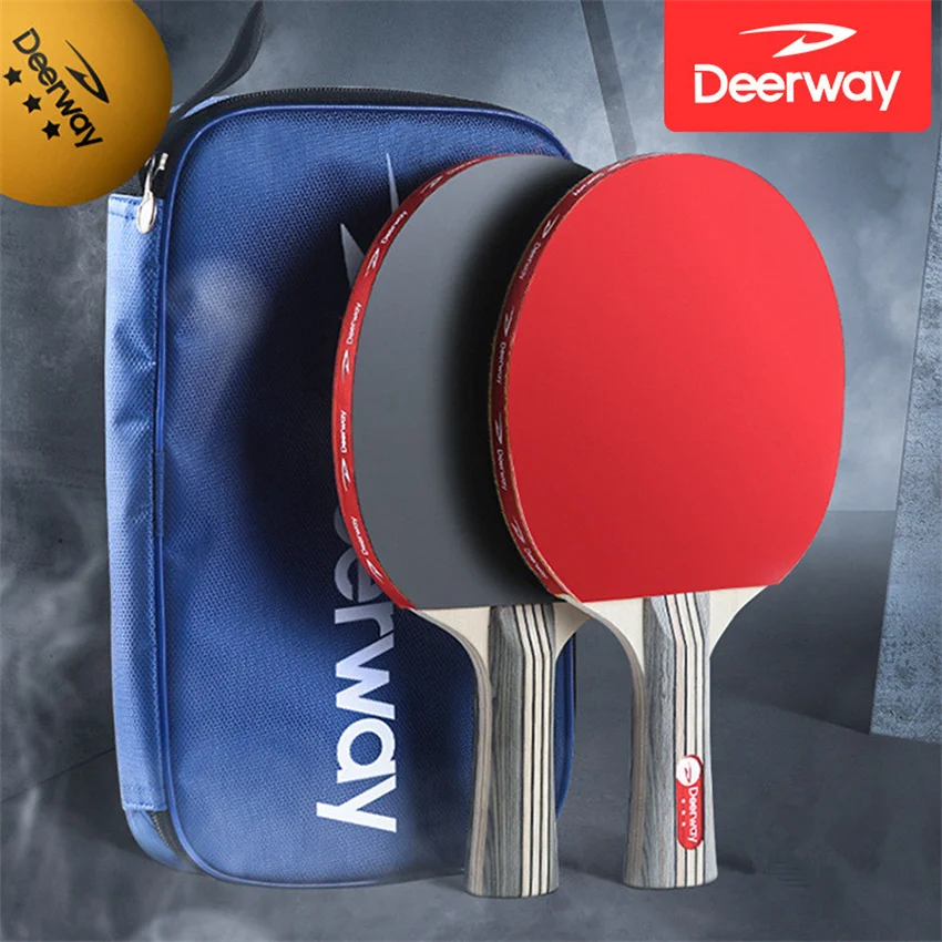 

Ракетка для настольного тенниса из чистой древесины, 7 слоев, двусторонняя, обратная, Резиновая, готовая ракетка, ракетка с рукояткой, 2 компл...