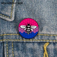 bi pride bee hive illustration pin custom funny brooches shirt lapel bag cute badge cartoon enamel pins for lover girl friends
