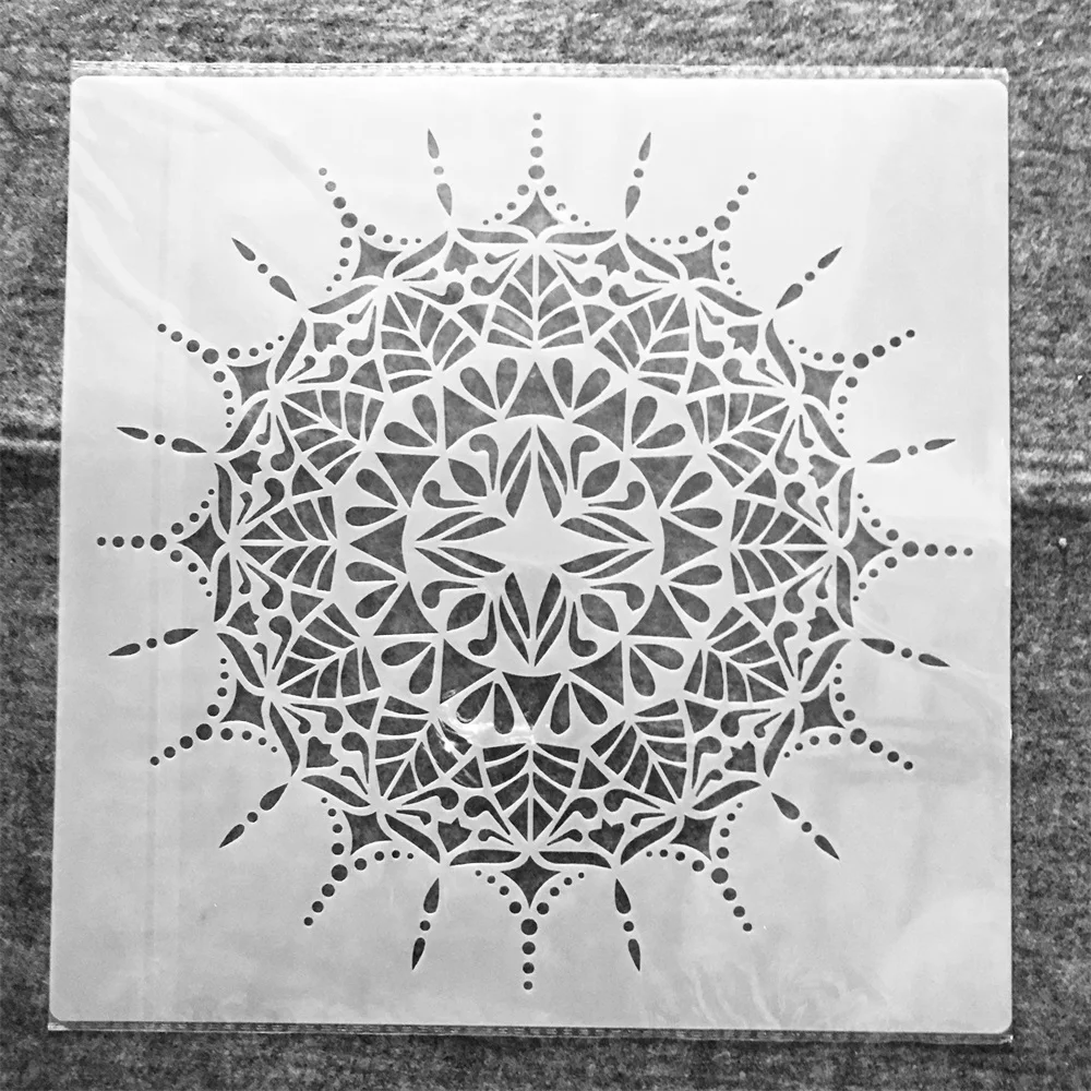 

12*12inch Big Mandala Round Light DIY Layering Stencils Wall Painting Scrapbook Coloring Embossing Album Decorative Template