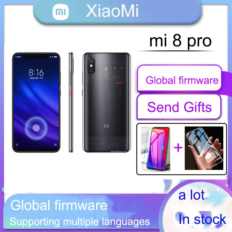 Xiaomi Mi 8 PRO smartphone Snapdragon 845 Android mobile phone fingerprint charging 18W 1080 x 2248Random color with gift
