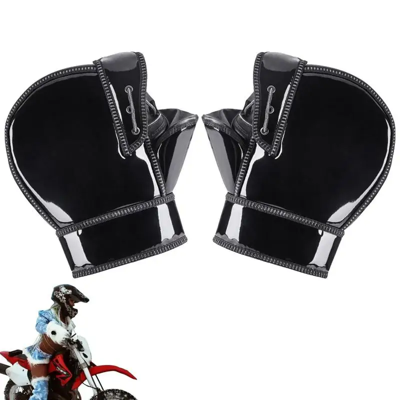 

Handlebar Gloves ATV Soft Plush Inside Mitts For Cold Winter Waterproof Hand Gloves With Reflective Strip For Snowmobiles