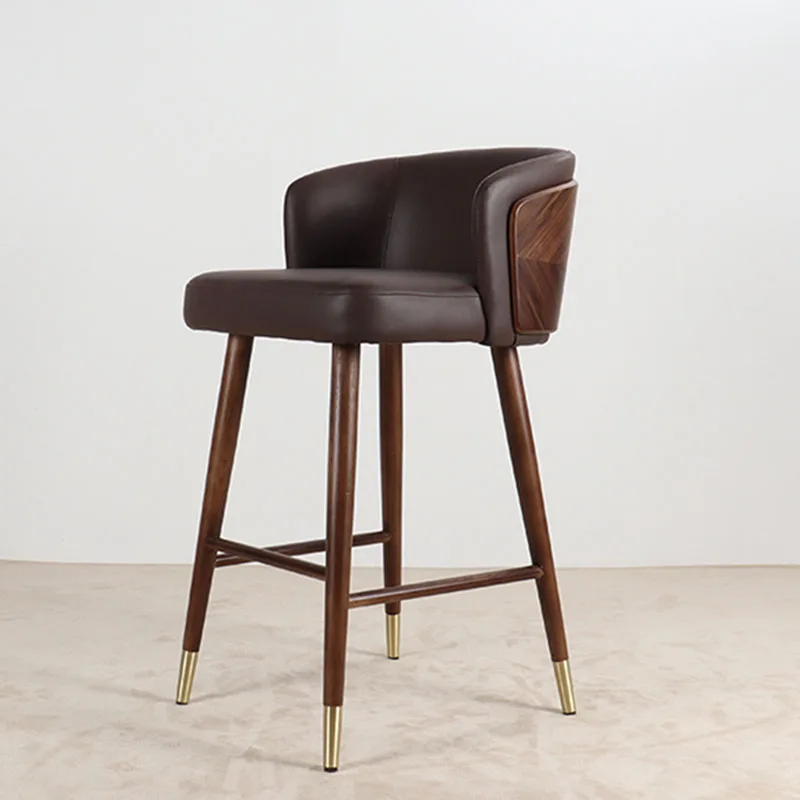 

Nordic Artificial Leather Bar Chairs Bedroom Household High Bar Chair Modern Backrest Stool Design Leisure Home Furniture