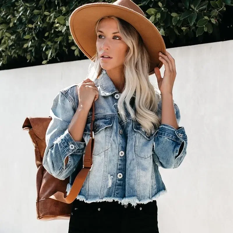 

Short Denim Jacket Woman Boyfriend Style Jean Jacket Women Jeans Crop Jackets Streetwear Veste Femme Chaqueta Vaquera Mujer