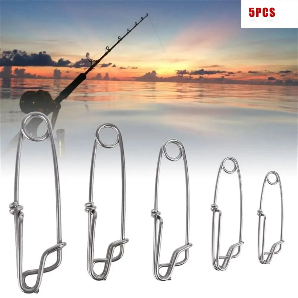 

5Pcs/Pack Stainless Steel Connector Swivels Longline Fish Tackle Fishing Buckle Pin Snap Long Line Clip Open Eye Clips