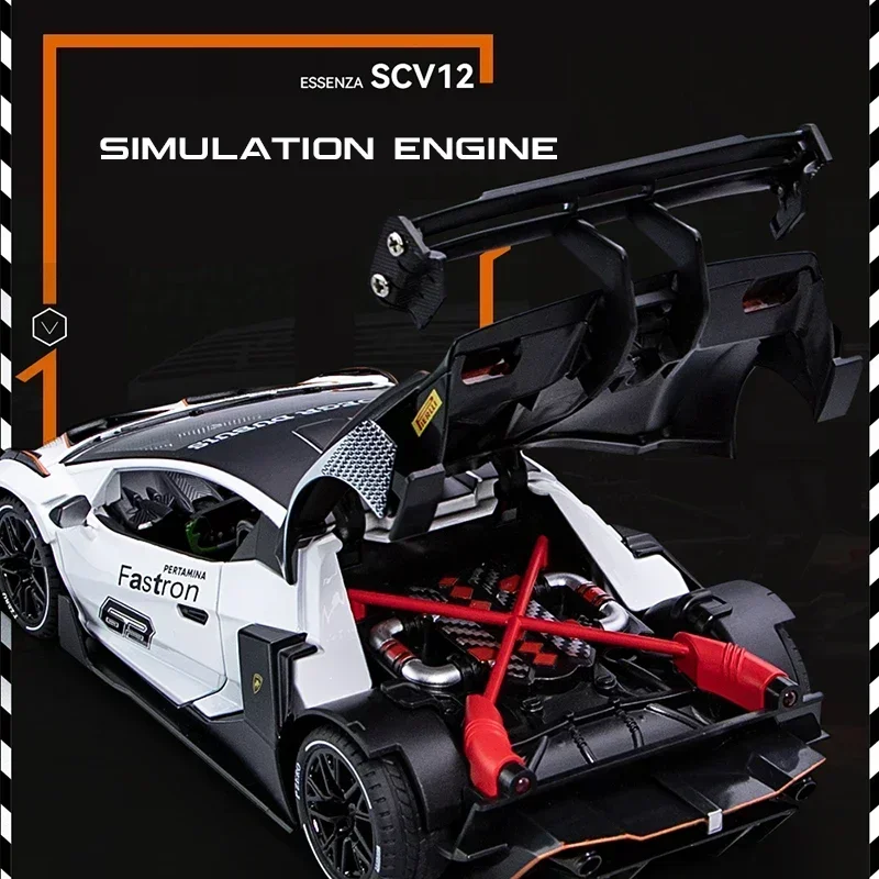 1:24 Lamborghini Essenza SCV12 Track Version Supercar литой под давлением модель автомобиля звук и
