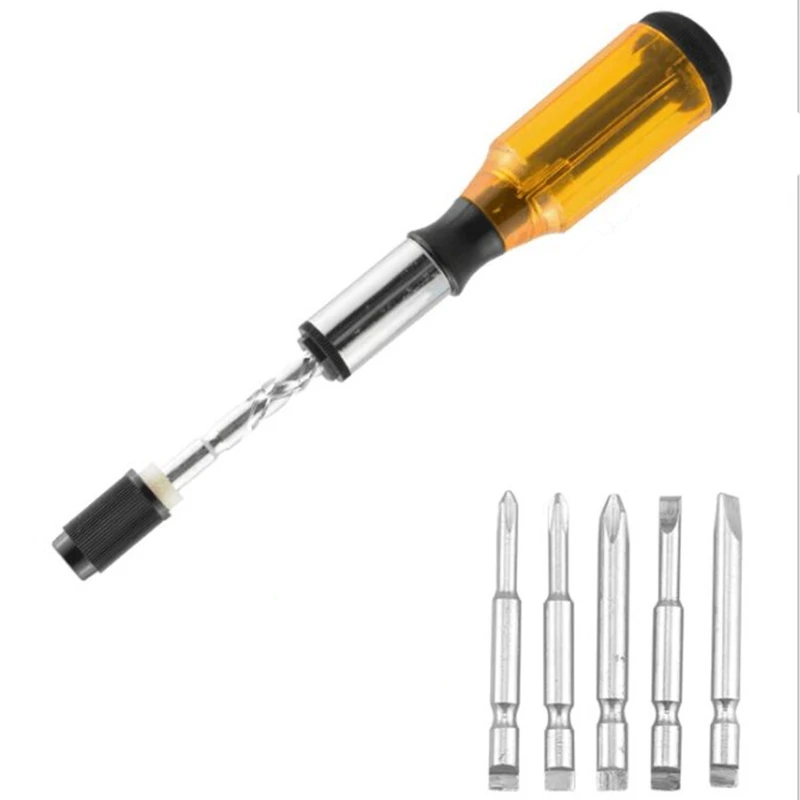 

Semi Automatic Spiral Ratchet Screwdriver with 5 Screwdriver Bits Adjustable