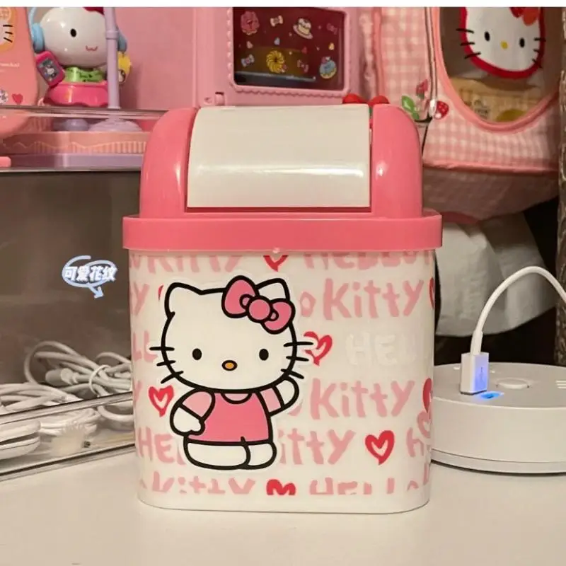 Sanrioed настольная корзина для мусора Kt Cat Kawaii аниме откидная красивое украшение