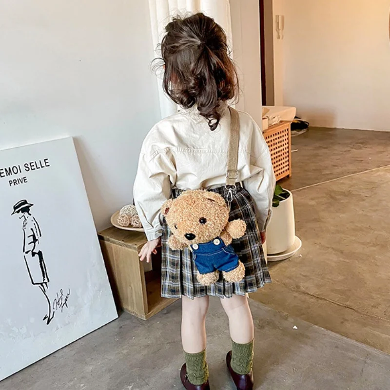 Little Girl Boy Cartoon Lovely Bear Small Shoulder Bags New Children Cute Fashion Plush Doll Messenger Bag Drop Shipping Hot