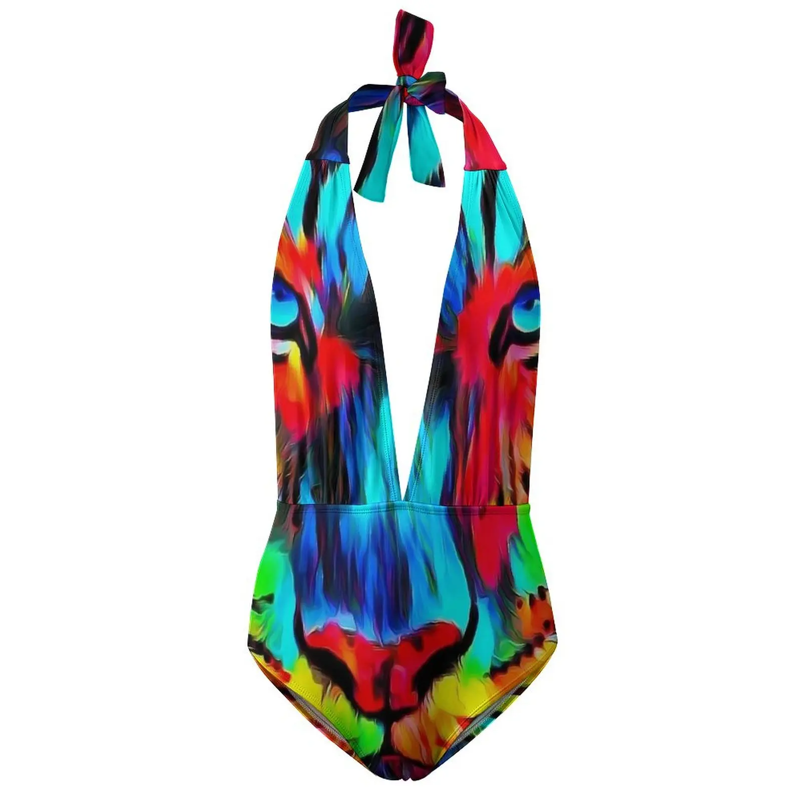 Tger Look Art Painting Swimsuit Abstract Animal Swimwear One Piece Graphic Swimsuits Sexy Hollow Out Push Up Elegant Monokini