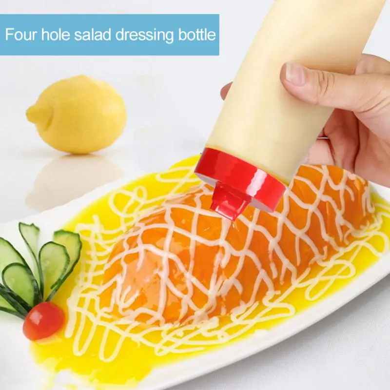 

For Ketchup Mayonnaise Plastic Seasoning Creative 4-hole Spray Bottle For Oil Sauce Dish Safe Resin Oil Dispenser High Quality