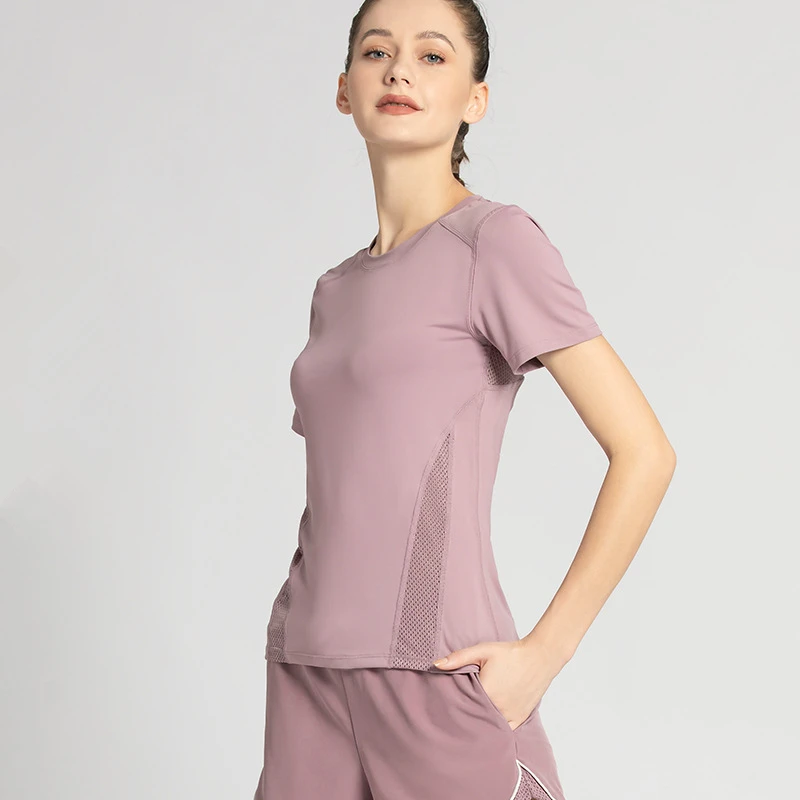 Summer Women Short Sleeve Sport T-shirts Mesh Breathable Yoga Shirts S-3XL Quick Dry Gym Fitness Running Workout Tees Top Blouse