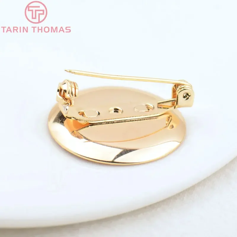 (3955) 6 шт. 25 5 мм 24-каратное позолоченное латунное основание броши с булавками