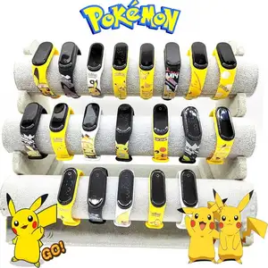 Imported Pokemon Digital Watch Anime Pikachu Squirtle Eevee Charizard Student Silicone LED Watch Kids Puzzle 