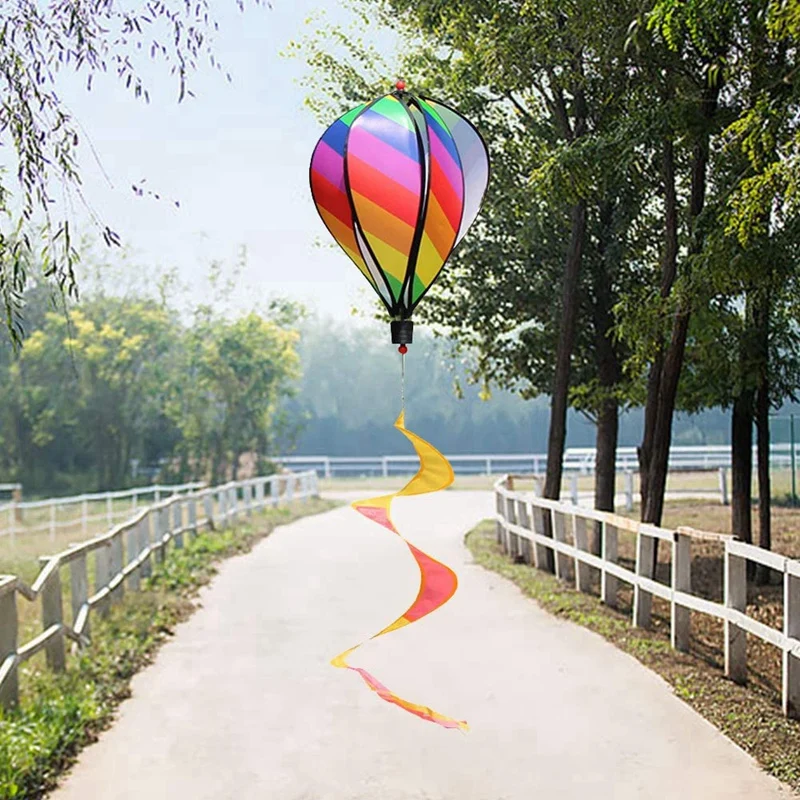 

6PCS Balloon Wind Spinner Striped Checkered Windsock Balloon Yard Decor Spiral Balloon Windmill