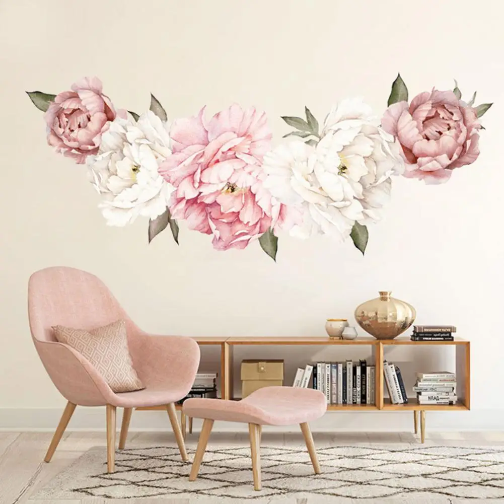 

Peony Rose Flowers Wall Sticker Art Nursery Decals Kids Room background Home Decor Gift PVC High Quality Wall Stickers