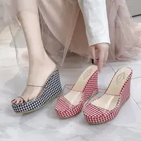 Summer PVC Transparent Peep Toe Cane Straw Weave Platform Wedges Slippers Sandals Women Fashion High Heels Female Shoes 2022