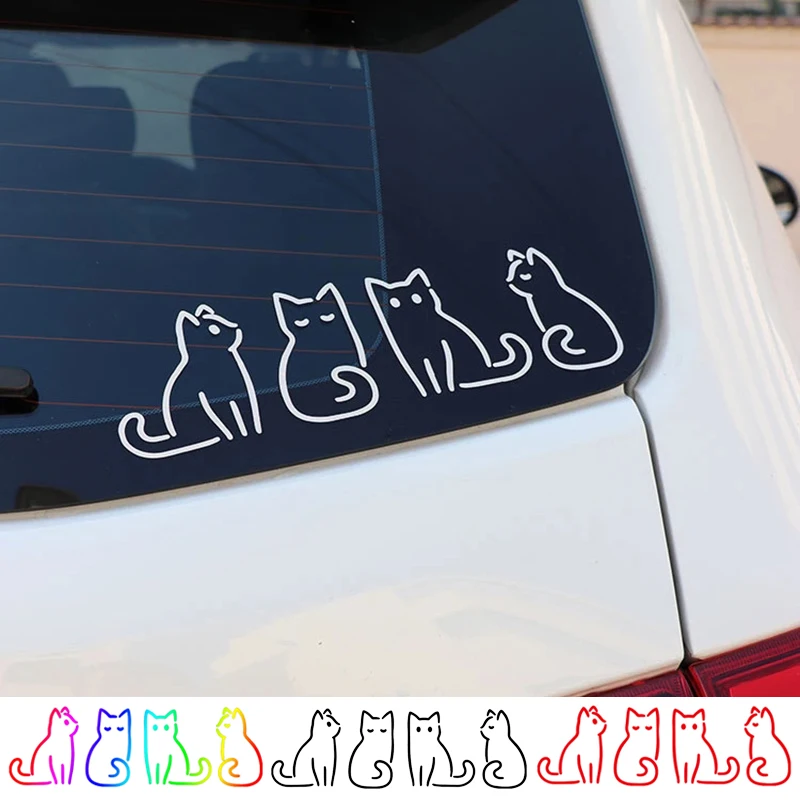 

Four Cute Cats Car Window Decor Sticker Beautiful Automobile Bumper Vinyl Decal