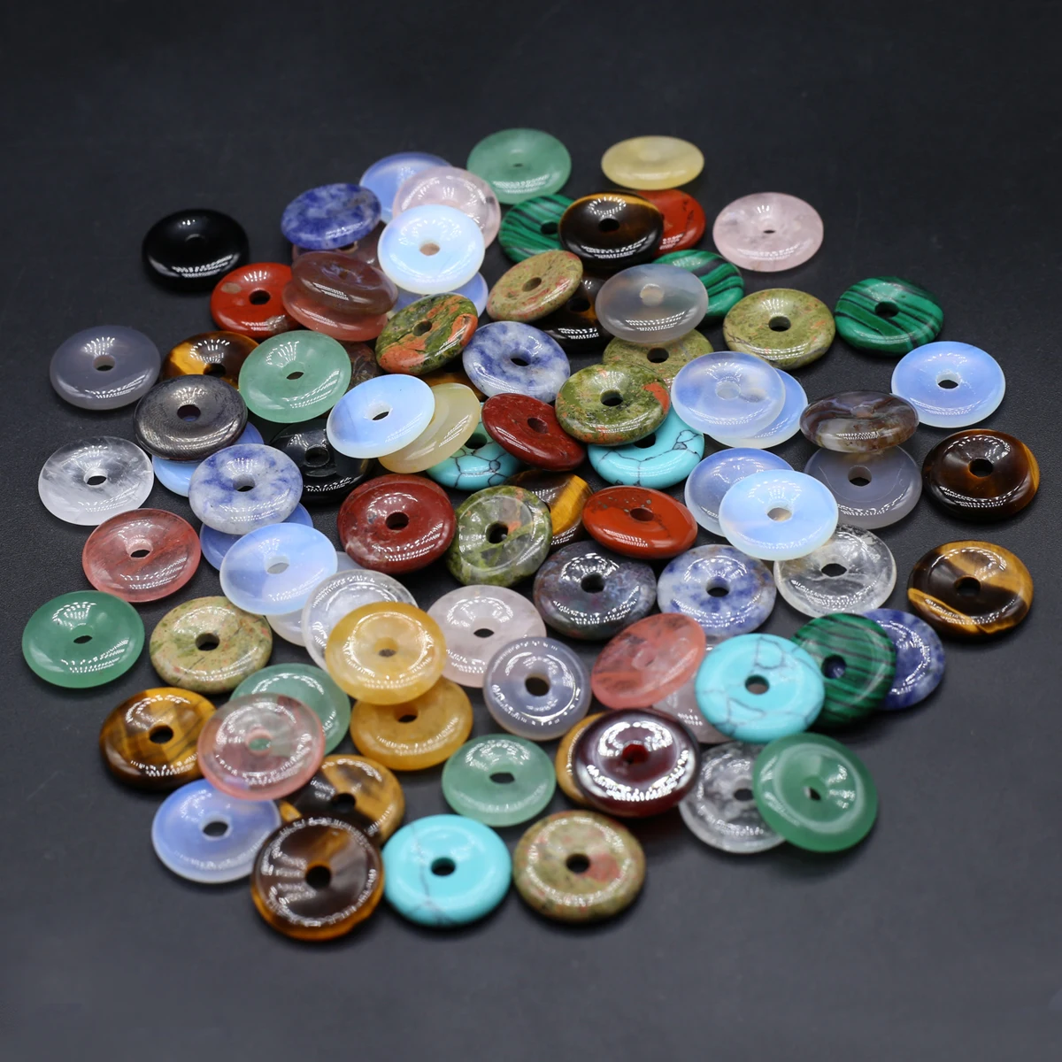 

10PCS Random Color Natural Stone Big Hole Beads Crystal Agate Pendant Jewelry Making DIY Necklace Earrings Accessories Gift