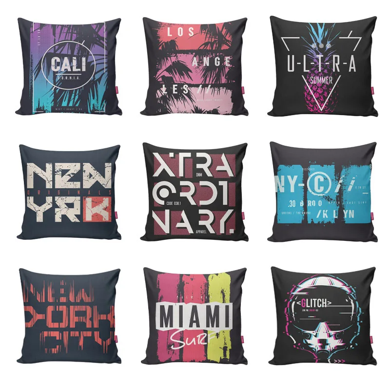 

Cool European and American Letters Pillowcase Street Style Pillowcase Cafe Restaurant Backrest Pillow Case Pillowcase