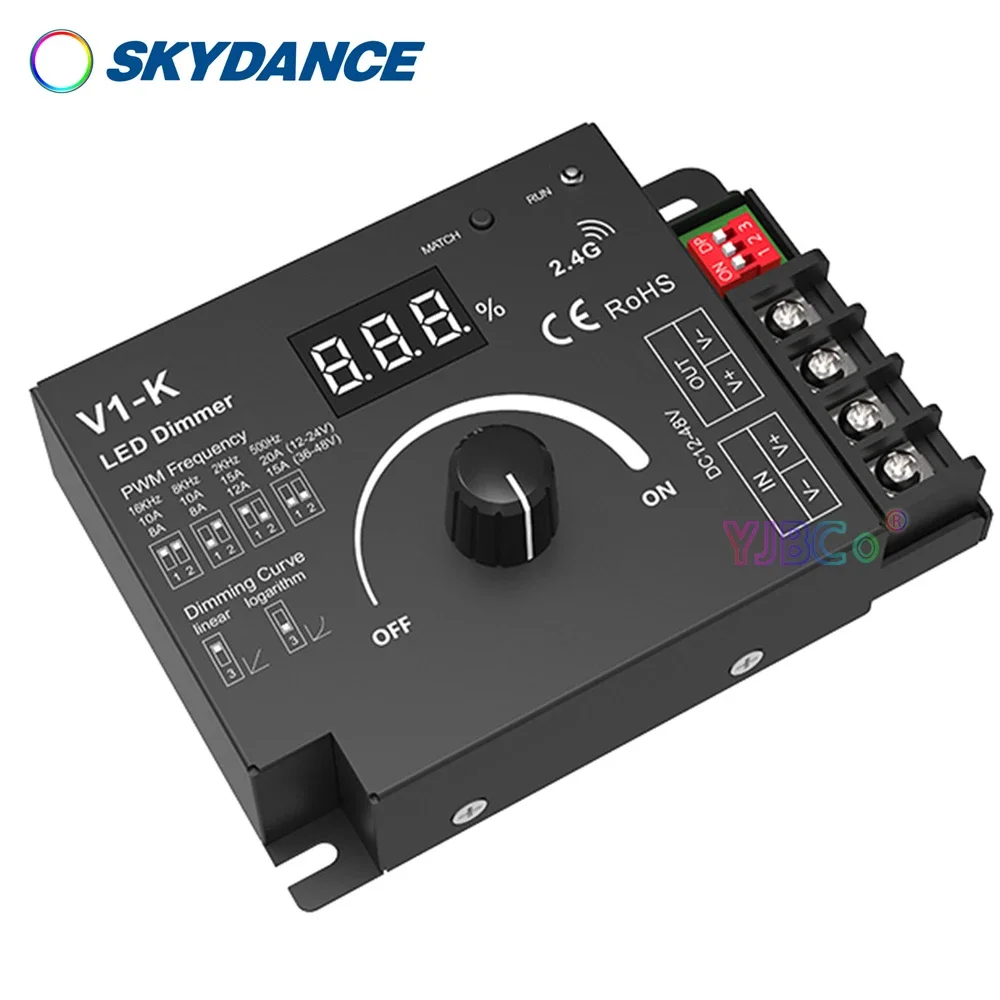 Skydance V1-K светодиодный ШИМ-диммер 12 В-48 В 24 20 А регулируемая частота ручка