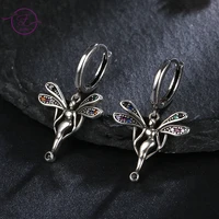 new style angel drop earrings silver jewelry for women luxury creative colored zircon fine party earrings gift