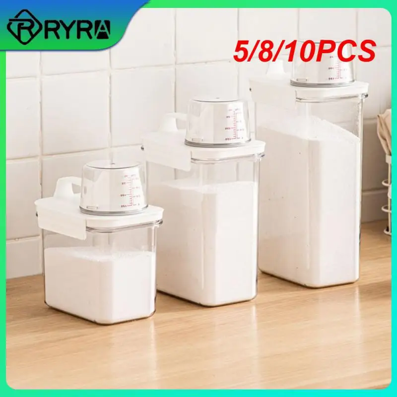 

5/8/10PCS Large Capacity Laundry Detergent Container Dumping Spout Fully Sealed Laundry Detergent Storage Box Airtight