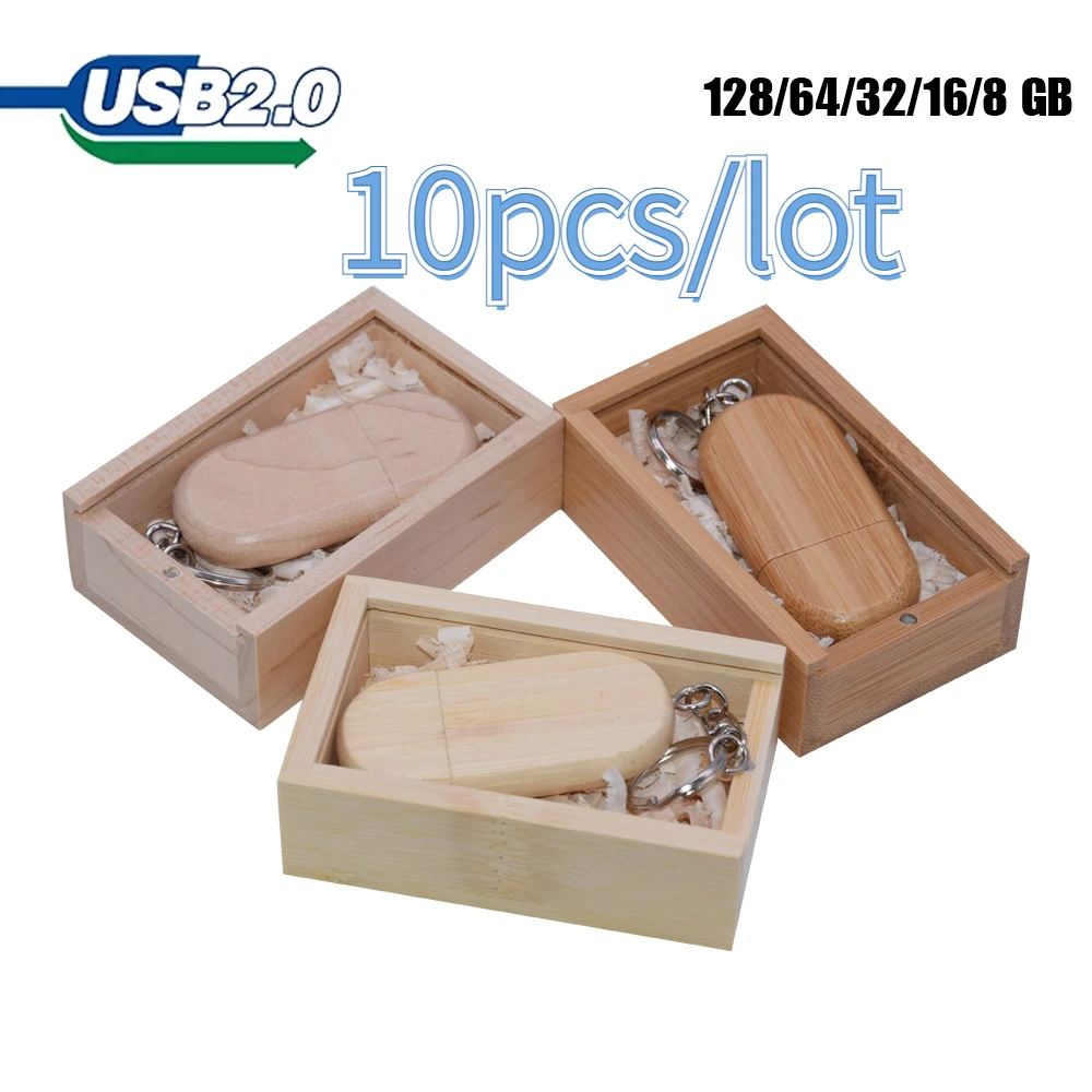 

10pcs/Lot (Customizable LOGO) USB Flash Drive 2.0 Wooden Pendrive 4GB 8GB 16GB 32GB 64GB 128GB Memory Stick Wedding Gift