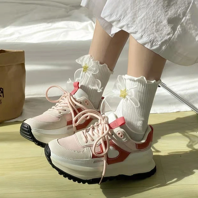 

BCEBYL Summer Autumn Fashion New Comfortable Cute Thick-soled Sports Shoes Casual Cross Belt Female Zapatos Mujer