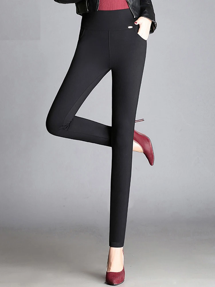 Xisteps Pencil Pants Women Solid large Size 5XL Formal Trousers High Waist Strech Skinny Leggings Femme Pantalon 2022