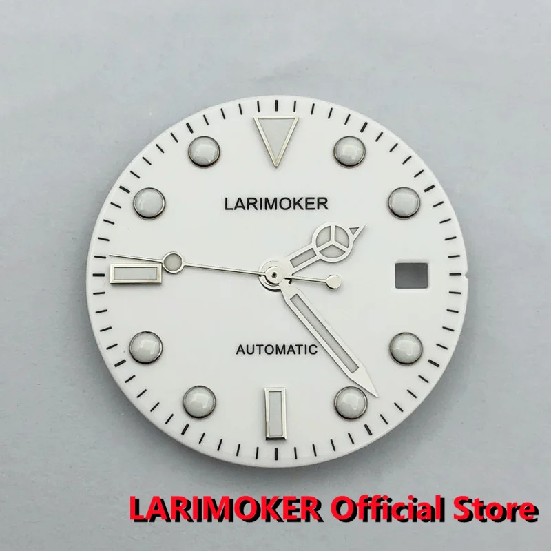 LARIMOKER 28.5MM Luminous Index White Watch Dial and Watch Hand fit NH35A MIYOTA8215 821A Mingzhu2813 DG 3804 ETA2824 PT5000