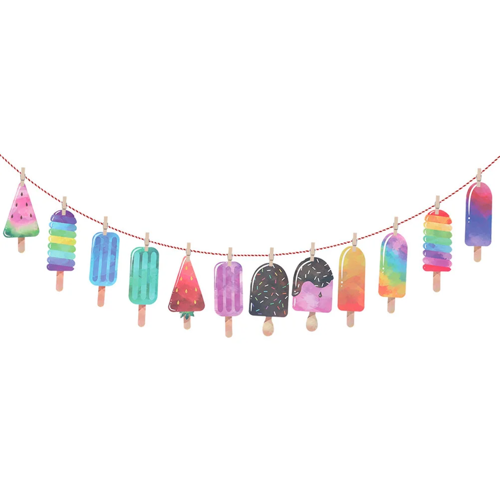 

Decorative Flag Ice Cream Garland Party Decorations Hanging Hawaiian Decorations Popsicle Banner Holiday Banners Baby