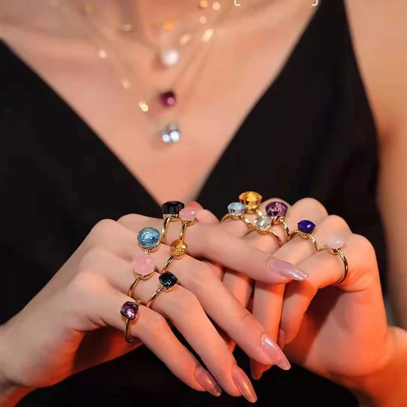 

Дизайнерское Оригинальное кольцо из стерлингового серебра S925 пробы с квадратными искусственными камнями, открытое Простое Элегантное лег...