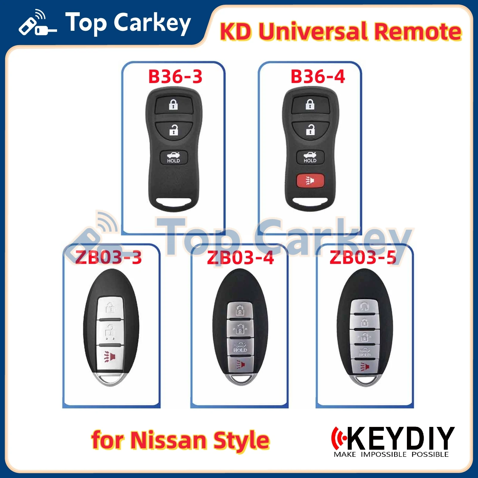 

KEYDIY KD B36-3 B36-4 ZB03-3 ZB03-4 ZB03-5 Универсальный дистанционный ключ для Nissan Style Altima Teana Versa Qashqai X-Trail Rogue
