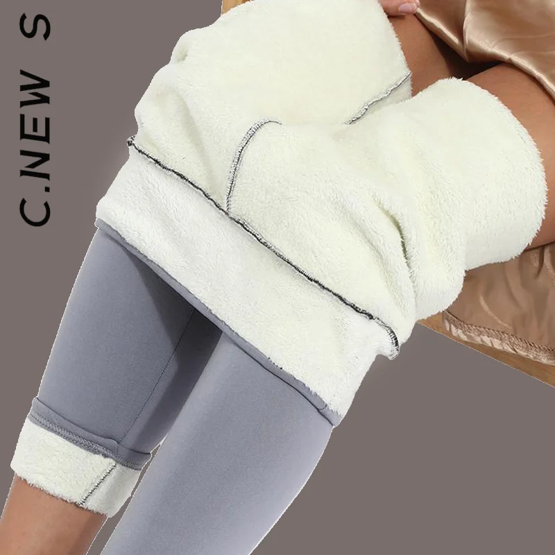 

C.New S Women New Pants Trousers Compression Thick Lamb Wool Pants Quality Pant Elastic Pants Hot Slim Trousers Women Female