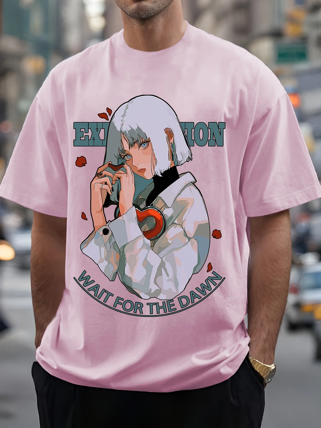 Stylish Anime Girl Graphic Print Men's Short Sleeve Round Collar Street Style T-shirt For Summer &amp Spring
