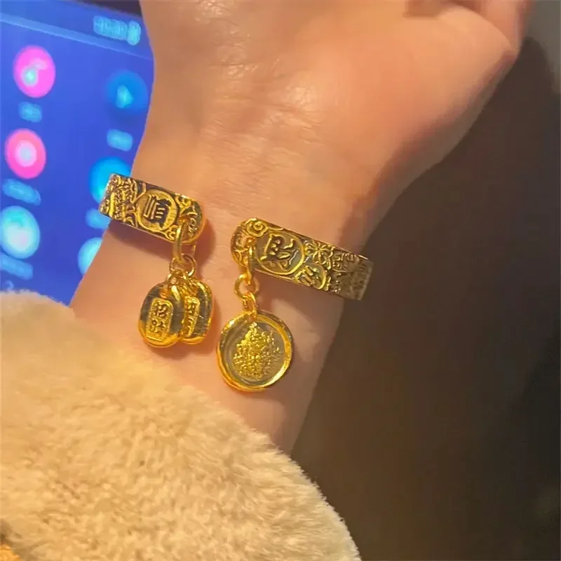 Древний метод золотой браслет Fortune Lucky Words легкие роскошные позолоченные