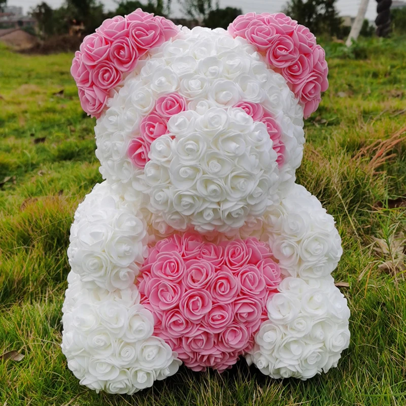 

Valentine's Day Rose Bear Gift for Wife Hand-pasted Petals for Bedroom Decoration Simulation Soap Flower Gift Box