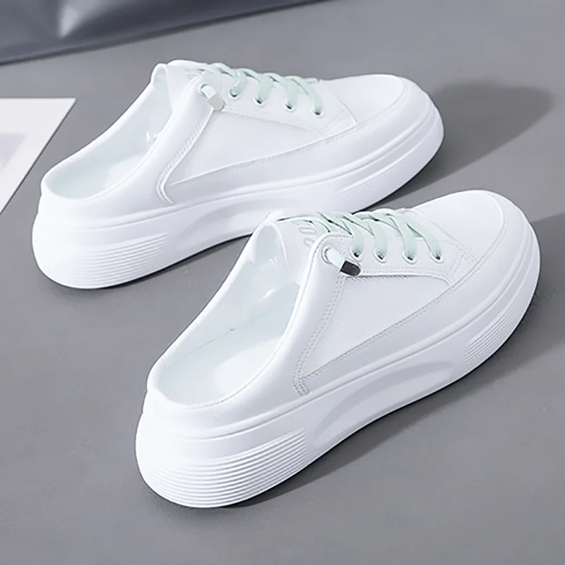 

New women's shoes in summer are fashionable and versatile, breathable and comfortable, half support small white shoes, women's