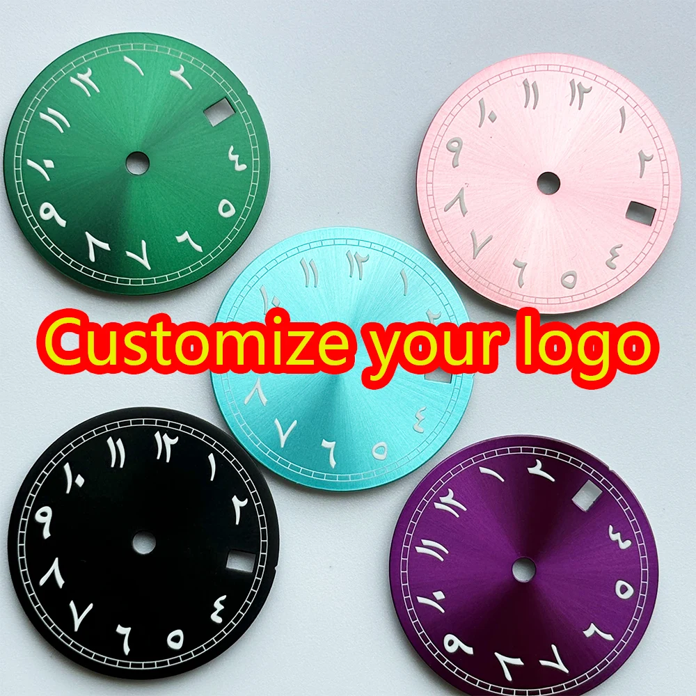 Стерильный циферблат NH34 NH35 с арабскими цифрами 28 5 мм зеленый подсветкой и