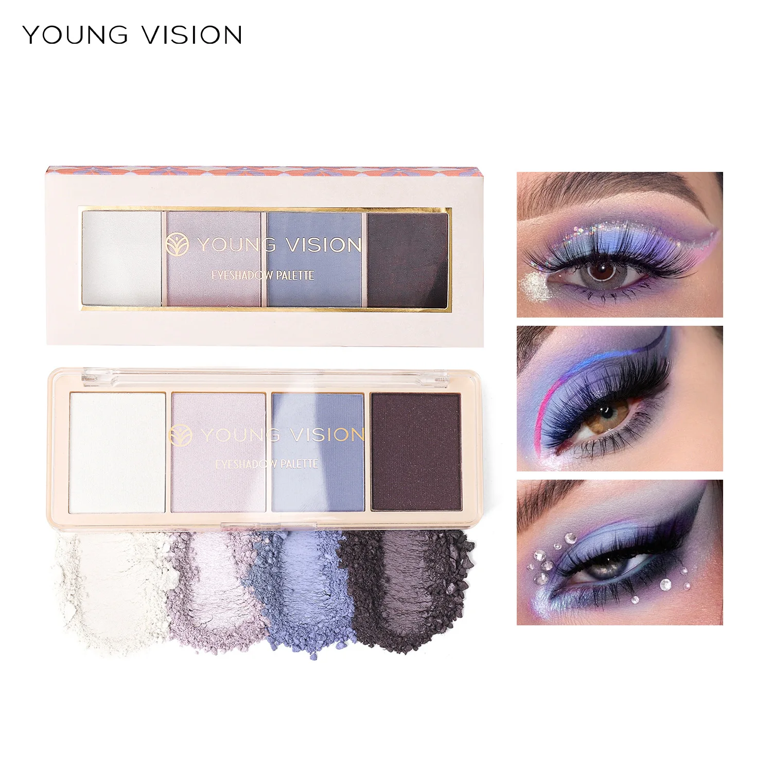 

3Color Glitter Eyeshadow Long Lasting Eye Shiny Shadows Matte Makeup Palette Waterproof Easy To Color Pigment Eyeshadow